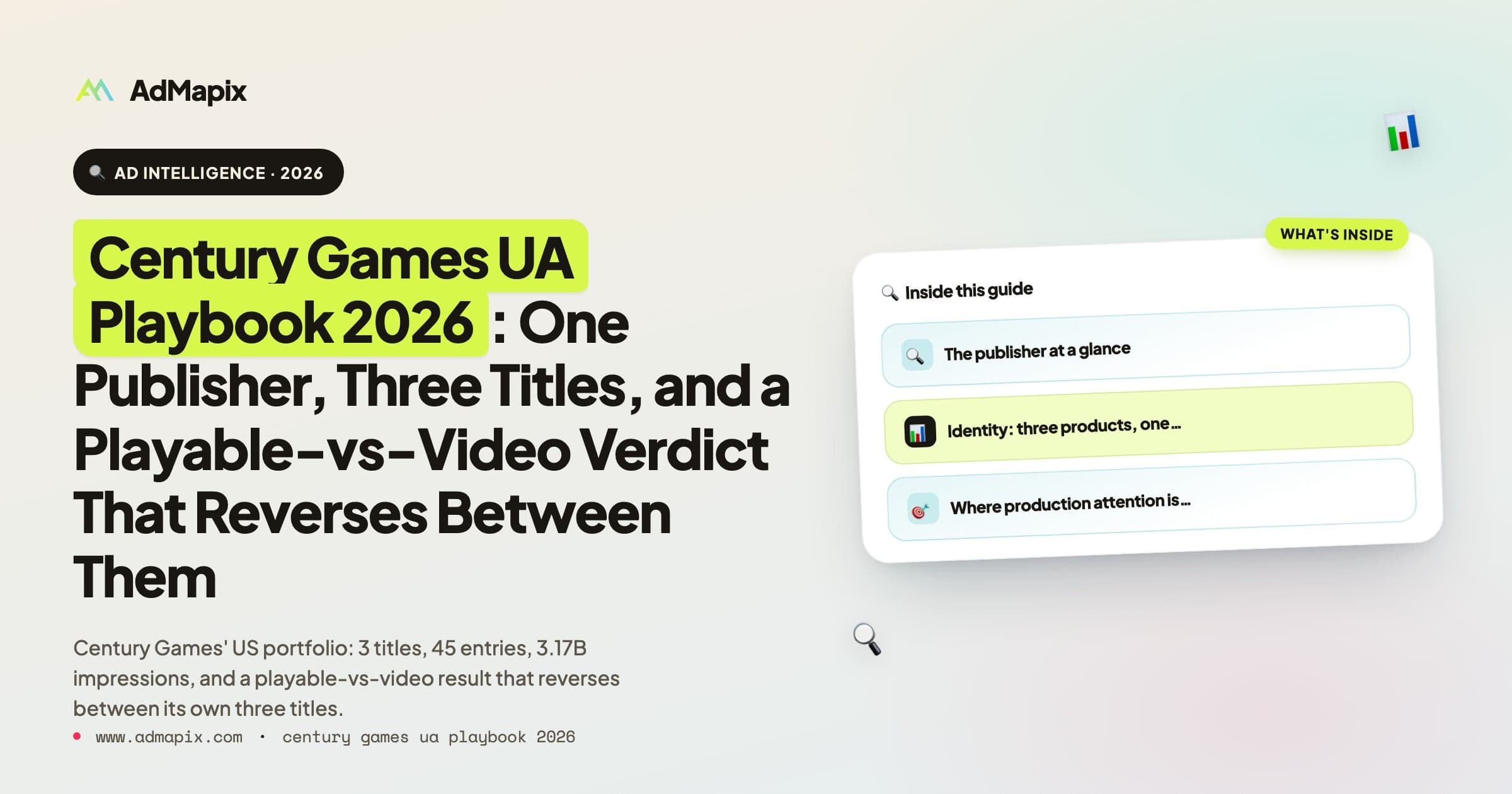 Century Games UA Playbook 2026: One Publisher, Three Titles, and a Playable-vs-Video Verdict That Reverses Between Them