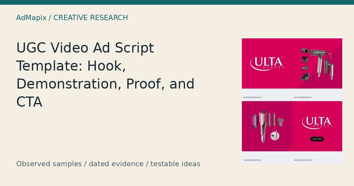 UGC Video Ads: Script Template for Hook, Demo, Proof and CTA