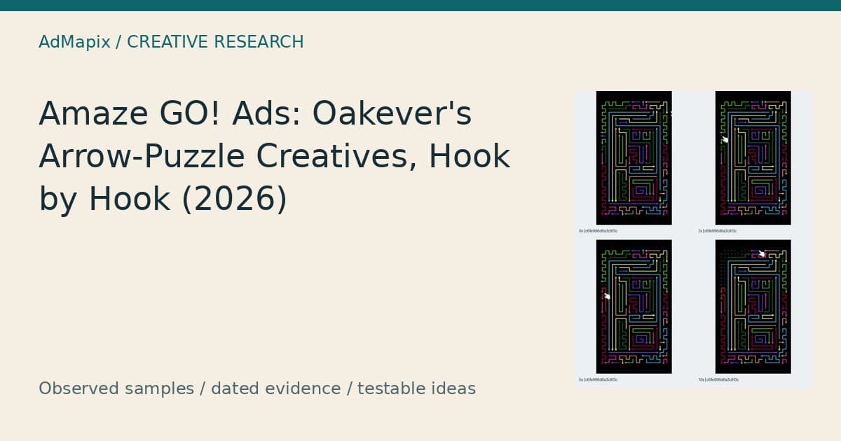 Amaze GO Game Ads: Arrow Puzzles, Hooks, and Video Reuse